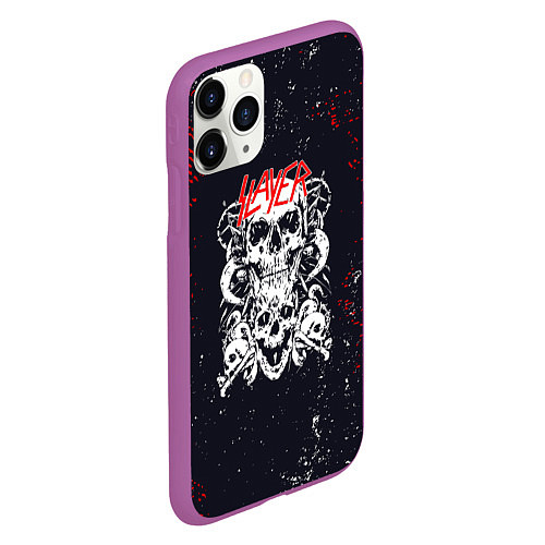 Чехол iPhone 11 Pro матовый SLAYER СЛЭЙЕР ЧЕРЕП БРЫЗГИ / 3D-Фиолетовый – фото 2