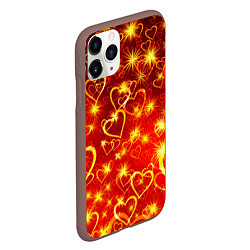 Чехол iPhone 11 Pro матовый СВЕТЯЩИЕСЯ СЕРДЕЧКИ, цвет: 3D-коричневый — фото 2
