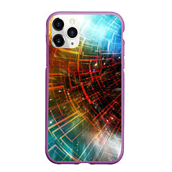 Чехол iPhone 11 Pro матовый Portal - Neon Space - туннель из энергетических па, цвет: 3D-фиолетовый