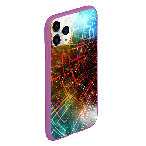 Чехол iPhone 11 Pro матовый Portal - Neon Space - туннель из энергетических па / 3D-Фиолетовый – фото 2