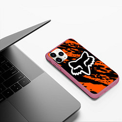Чехол iPhone 11 Pro матовый FOX MOTOCROSS ORANGE, цвет: 3D-малиновый — фото 2
