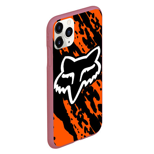 Чехол iPhone 11 Pro матовый FOX MOTOCROSS ORANGE / 3D-Малиновый – фото 2