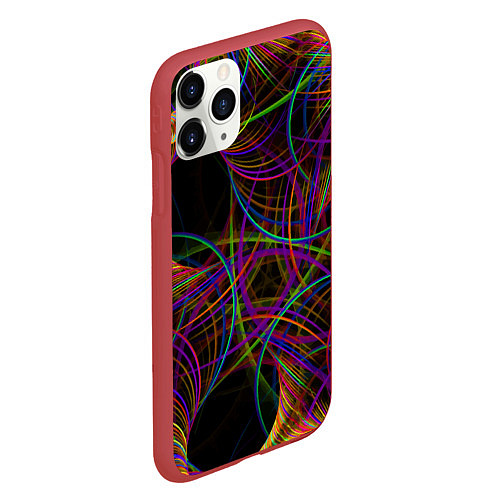 Чехол iPhone 11 Pro матовый Deep black space and wormholes / 3D-Красный – фото 2