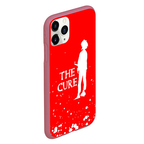 Чехол iPhone 11 Pro матовый The cure белые брызги / 3D-Малиновый – фото 2