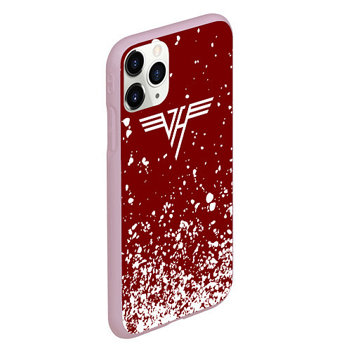 Чехол iPhone 11 Pro матовый Van Halen Logo Ван Хален белые брызги / 3D-Розовый – фото 2