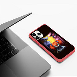 Чехол iPhone 11 Pro матовый POPPY PLAYTIME ХАГГИ ВАГГИ, КИССИ МИССИ И КУКЛА, цвет: 3D-красный — фото 2