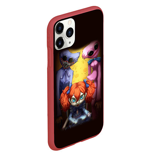 Чехол iPhone 11 Pro матовый POPPY PLAYTIME ХАГГИ ВАГГИ, КИССИ МИССИ И КУКЛА / 3D-Красный – фото 2