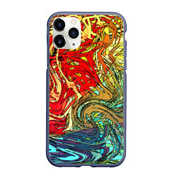 Чехол iPhone 11 Pro матовый Хаотичные линии Abstract pattern, цвет: 3D-серый