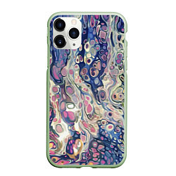 Чехол iPhone 11 Pro матовый Не смешавшиеся краски abstract pattern, цвет: 3D-салатовый