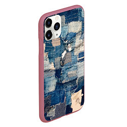 Чехол iPhone 11 Pro матовый Patchwork Jeans Осень Зима 2023, цвет: 3D-малиновый — фото 2