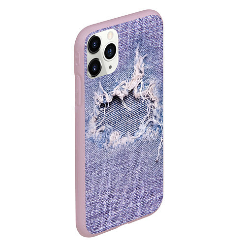 Чехол iPhone 11 Pro матовый Hole in jeans - Rag / 3D-Розовый – фото 2