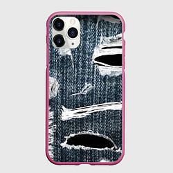 Чехол iPhone 11 Pro матовый Джинсовое рваньё Fashion trend, цвет: 3D-малиновый