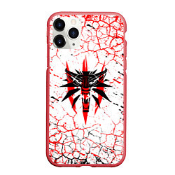 Чехол iPhone 11 Pro матовый The witcher ВОЛК Трещины, цвет: 3D-красный