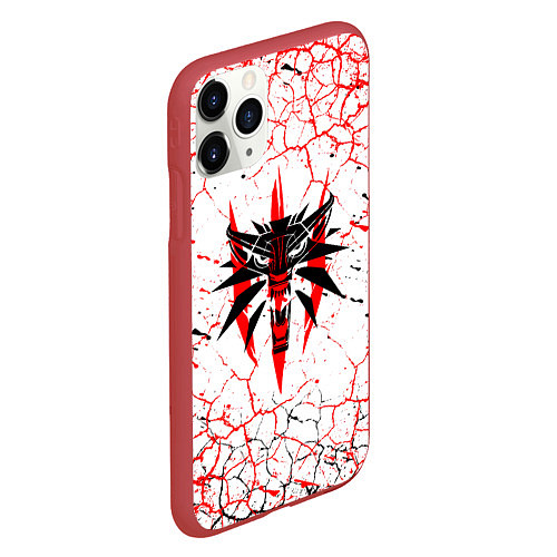 Чехол iPhone 11 Pro матовый The witcher ВОЛК Трещины / 3D-Красный – фото 2