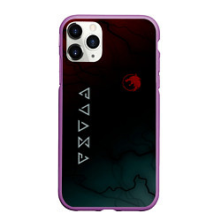 Чехол iPhone 11 Pro матовый The witcher Волк Черные Молнии, цвет: 3D-фиолетовый