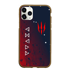 Чехол iPhone 11 Pro матовый The witcher ГЕРАЛЬТ КОГОТЬ СИМВОЛЫ, цвет: 3D-коричневый