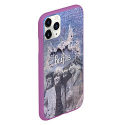 Чехол iPhone 11 Pro матовый The Beatles Легендарная Ливерпульская четвёрка, цвет: 3D-фиолетовый — фото 2