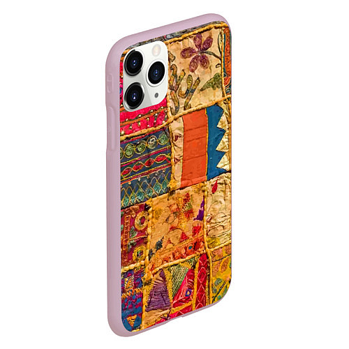 Чехол iPhone 11 Pro матовый Пэчворк Лоскутное одеяло Patchwork Quilt / 3D-Розовый – фото 2