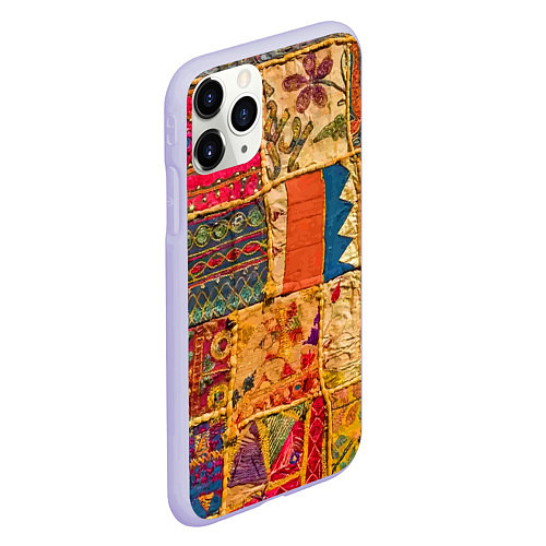 Чехол iPhone 11 Pro матовый Пэчворк Лоскутное одеяло Patchwork Quilt / 3D-Светло-сиреневый – фото 2