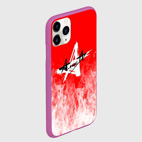 Чехол iPhone 11 Pro матовый Алиса пламя / 3D-Фиолетовый – фото 2