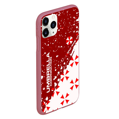 Чехол iPhone 11 Pro матовый Resident Evil Umbrella Corporation паттерн / 3D-Малиновый – фото 2