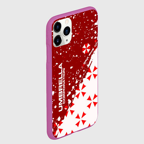 Чехол iPhone 11 Pro матовый Resident Evil Umbrella Corporation паттерн / 3D-Фиолетовый – фото 2