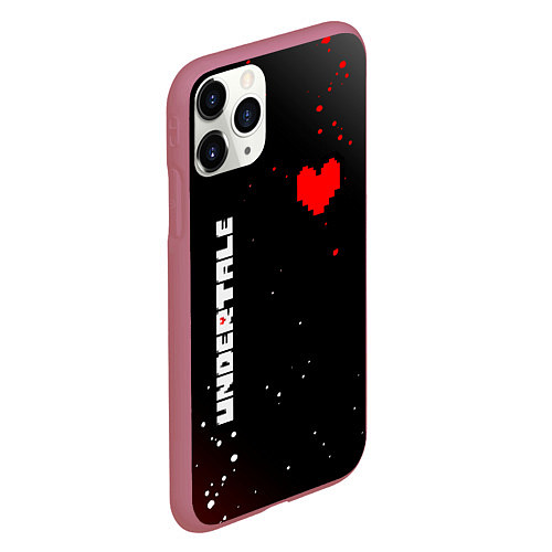 Чехол iPhone 11 Pro матовый Undertale брызги красок / 3D-Малиновый – фото 2