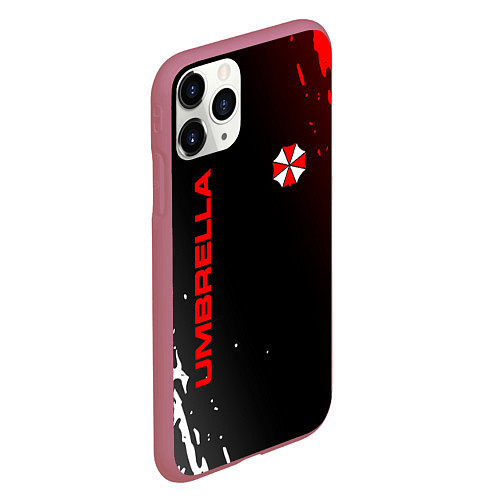 Чехол iPhone 11 Pro матовый Resident evil амбрелла / 3D-Малиновый – фото 2