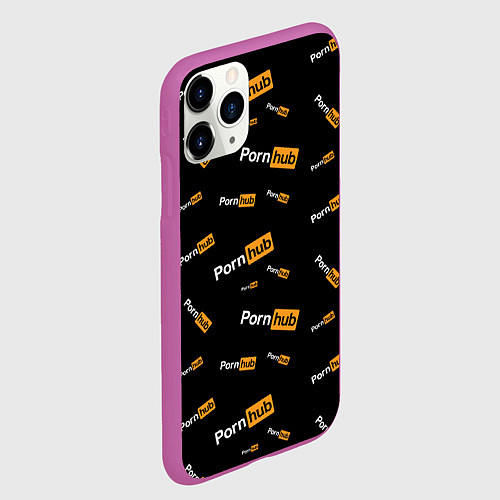 Чехол iPhone 11 Pro матовый PORN HUB НАДПИСИ ПАТТЕРН / 3D-Фиолетовый – фото 2