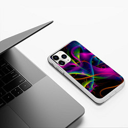 Чехол iPhone 11 Pro матовый Vanguard neon pattern Авангардный неоновый паттерн, цвет: 3D-белый — фото 2