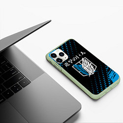 Чехол iPhone 11 Pro матовый Атака титанов attack on titan эмблема, цвет: 3D-салатовый — фото 2