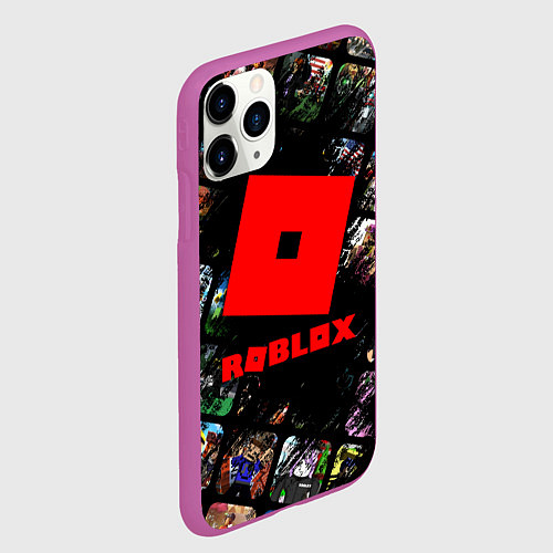 Чехол iPhone 11 Pro матовый ROBLOX СЮЖЕТЫ И ЛОГОТИП / 3D-Фиолетовый – фото 2