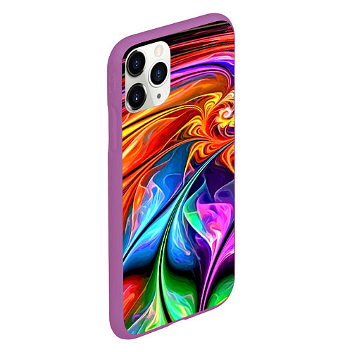 Чехол iPhone 11 Pro матовый Красочный абстрактный цветочный паттерн Color abst / 3D-Фиолетовый – фото 2