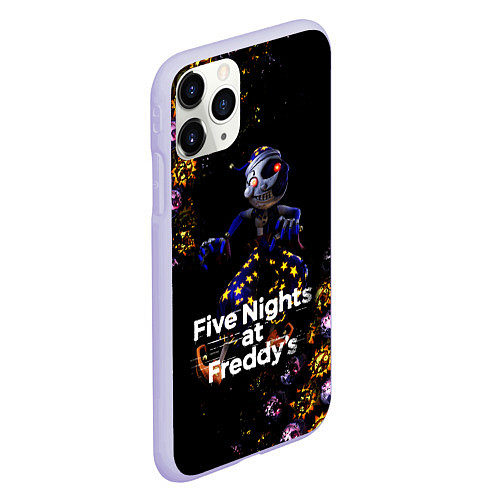 Чехол iPhone 11 Pro матовый Five Nights at Freddys Луна паттерн / 3D-Светло-сиреневый – фото 2