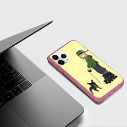 Чехол iPhone 11 Pro матовый Девочка и собака-улыбака, цвет: 3D-малиновый — фото 2