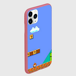 Чехол iPhone 11 Pro матовый Марио дизайн, цвет: 3D-малиновый — фото 2