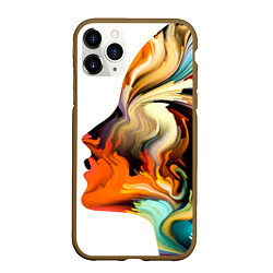 Чехол iPhone 11 Pro матовый Профиль девушки Иллюзия Girls Profile Illusion, цвет: 3D-коричневый