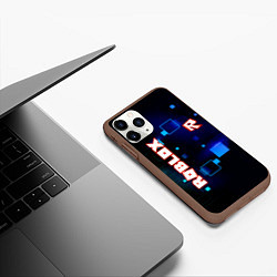 Чехол iPhone 11 Pro матовый ROBLOX неоновые кубики, цвет: 3D-коричневый — фото 2