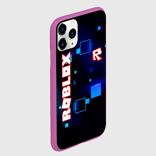 Чехол iPhone 11 Pro матовый ROBLOX неоновые кубики / 3D-Фиолетовый – фото 2