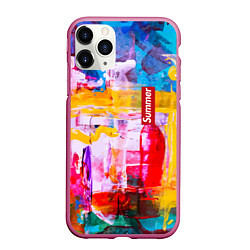 Чехол iPhone 11 Pro матовый Импрессионизм Лето Абстракция Impressionism Summer, цвет: 3D-малиновый