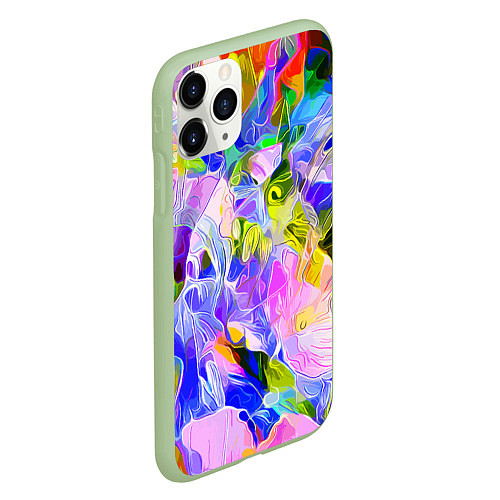 Чехол iPhone 11 Pro матовый Красочный цветочный узор Весна - Лето 2023 Colorfu / 3D-Салатовый – фото 2