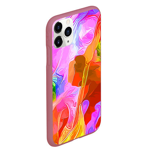 Чехол iPhone 11 Pro матовый Красочный цветочный паттерн Весна - Лето 2025 Colo / 3D-Малиновый – фото 2