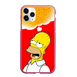 Чехол iPhone 11 Pro матовый Homer dream, цвет: 3D-малиновый