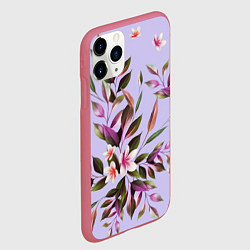 Чехол iPhone 11 Pro матовый Цветы Вересковый Сад, цвет: 3D-малиновый — фото 2