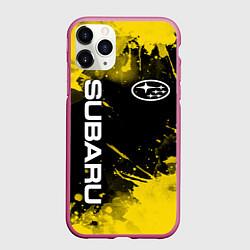 Чехол iPhone 11 Pro матовый СУБАРУ - SUBARU Желтые пятна, цвет: 3D-малиновый
