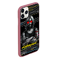 Чехол iPhone 11 Pro матовый Johnny Джонни Cyberpunk2077, цвет: 3D-малиновый — фото 2