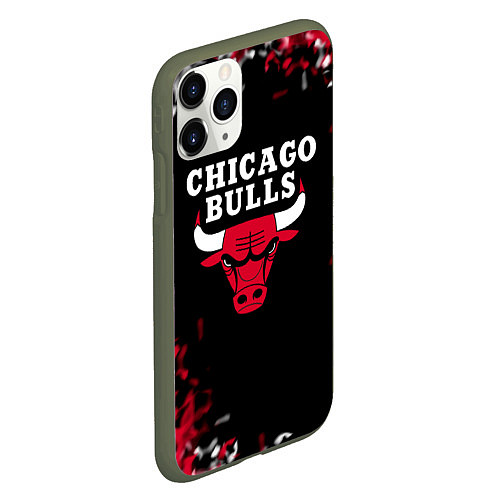 Чехол iPhone 11 Pro матовый Чикаго Буллз Chicago Bulls Огонь / 3D-Темно-зеленый – фото 2
