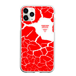 Чехол iPhone 11 Pro матовый CHICAGO BULLS ЧИКАГО БУЛЛС ТРЕЩИНЫ