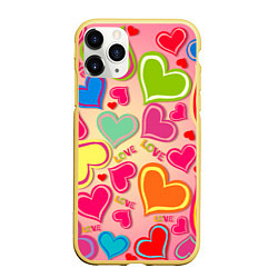 Чехол iPhone 11 Pro матовый ЛЮБОВНЫЕ СЕРДЕЧКИ LOVE HEARTS