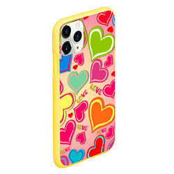 Чехол iPhone 11 Pro матовый ЛЮБОВНЫЕ СЕРДЕЧКИ LOVE HEARTS, цвет: 3D-желтый — фото 2